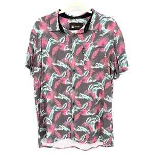 Flomotion Hawaiian Tropical Print Button Front Shirt Men's L Resortwear Beachy